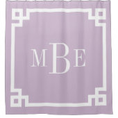 Lilac Lila und weißer griechischer Schlüssel | Mit Duschvorhang (Vorderseite)