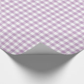 Lilac Lila und White Pastel Gingham Geschenkpapier (Ecke)