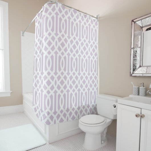 Lilac Lila und White Trellis | Editierbare Farben Duschvorhang (Beispiel)