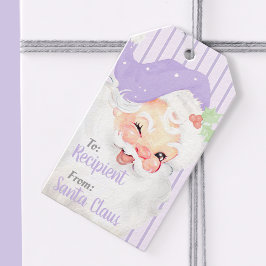 Lilac Lila Vintag Winking Santa Claus Weihnachten Geschenkanhänger