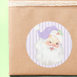 Lilac Lila Vintag Winking Santa Claus Weihnachten Runder Aufkleber