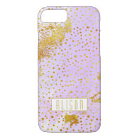 Lilac lila Wasserfarbe und Goldfolie Confetti