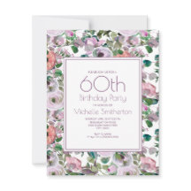 Lilac Lila Watercolor Floral 60. Geburtstag