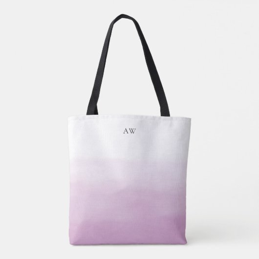 Lilac Lila Watercolor Ombre Modern Monogram Tasche (Rückseite)