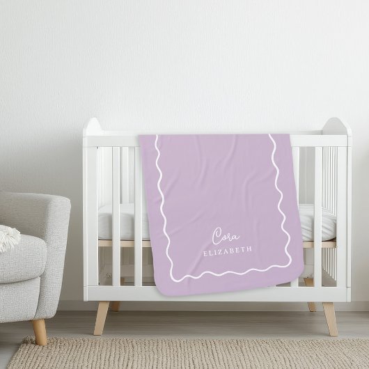 Lilac Lila Wavy Border Mit Monogramm Sherpadecke