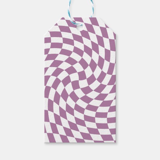 Lilac Lila Wedding Collection Karo überprüft Geschenkanhänger (Vorderseite)