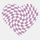 Lilac Lila Wedding Collection Karo überprüft Herz-Aufkleber (Vorderseite)
