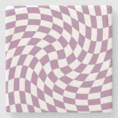 Lilac Lila Wedding Collection Karo überprüft Steinuntersetzer (Vorderseite)