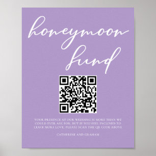 Lilac Lila Wedding Honeymoon Fund QR Code Poster