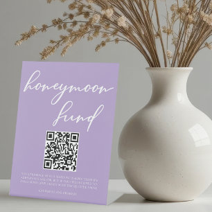 Lilac Lila Wedding Honeymoon Fund QR Code Sockelschild