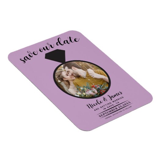 Lilac Lila Wedding Ring Foto Save the Date Magnet (Rechte Seite)