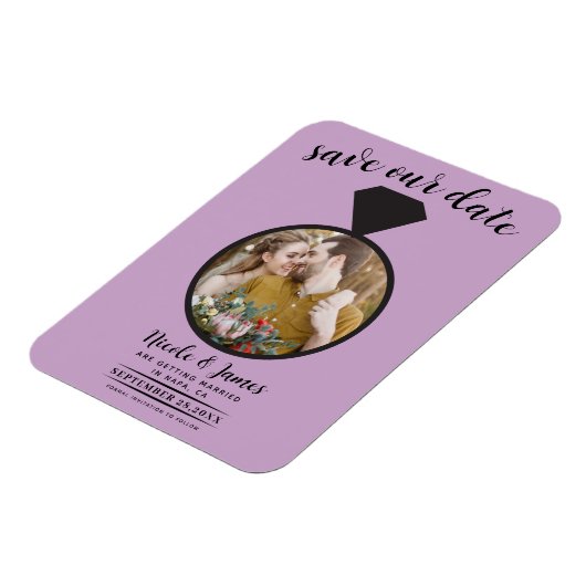 Lilac Lila Wedding Ring Foto Save the Date Magnet (Linke Seite)