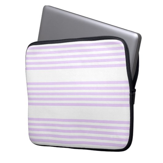 Lilac-lila-weiß-Streifen Laptopschutzhülle (Vorderseite Links)