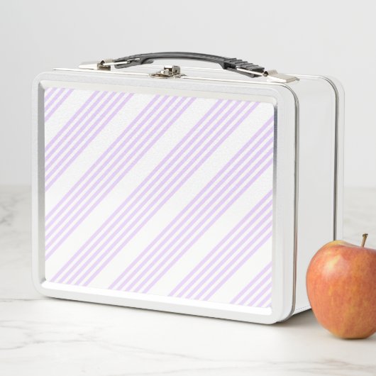 Lilac-lila-weiß-Streifen Metall Brotdose (Beispiel)
