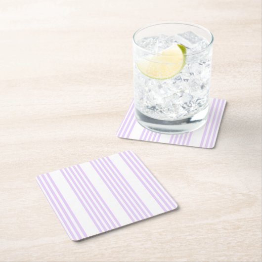 Lilac-lila-weiß-Streifen Rechteckiger Pappuntersetzer (Vor Ort)
