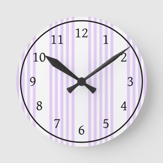 Lilac-lila-weiß-Streifen Runde Wanduhr (Vorderseite)