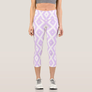 Lilac-lila-weißes Diamantmuster Capri Leggings