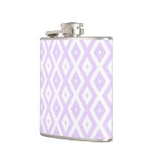 Lilac-lila-weißes Diamantmuster Flachmann (Links)