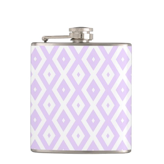 Lilac-lila-weißes Diamantmuster Flachmann (Vorderseite)