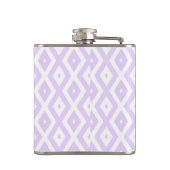 Lilac-lila-weißes Diamantmuster Flachmann (Rückseite)