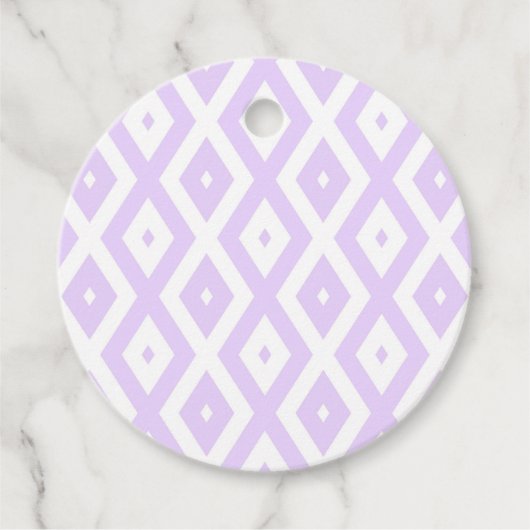 Lilac-lila-weißes Diamantmuster Geschenkanhänger (Vorderseite)
