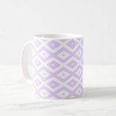 Lilac-lila-weißes Diamantmuster Kaffeetasse (Vorderseite Links)