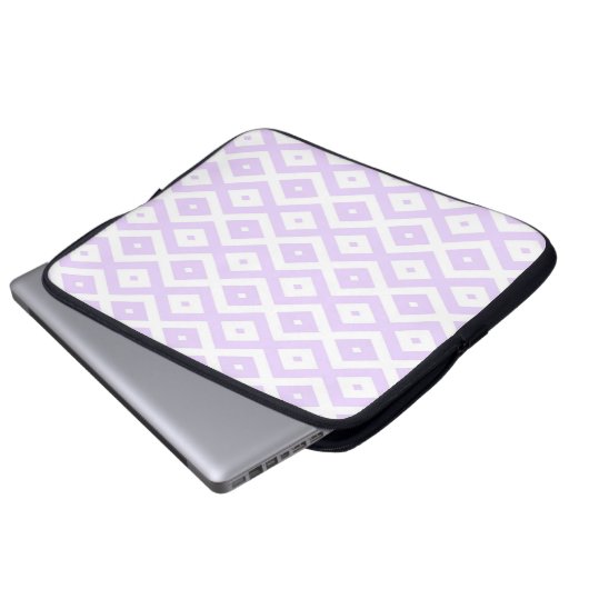Lilac-lila-weißes Diamantmuster Laptopschutzhülle (Vorne Knopf)