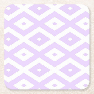 Lilac-lila-weißes Diamantmuster Rechteckiger Pappuntersetzer