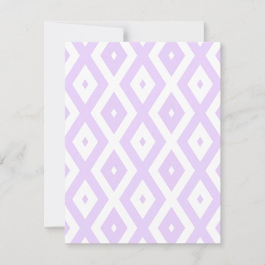 Lilac-lila-weißes Diamantmuster RSVP Karte (Vorderseite)
