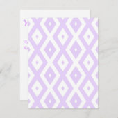 Lilac-lila-weißes Diamantmuster RSVP Karte (Vorne/Hinten)