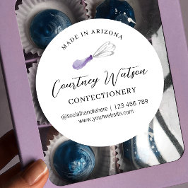 Lilac Lila Whisk Script gebacken mit Liebe Caterin Runder Aufkleber