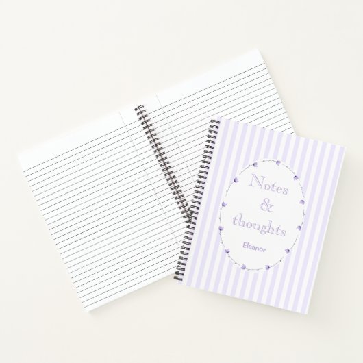 Lilac Lila White Coquette Ästhetik Monogramm Notizblock (Innenseite)