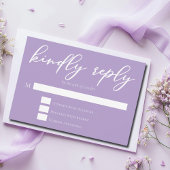 Lilac Lila White Script Wedding RSVP Karte