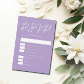 Lilac Lila White Vertical Wedding RSVP Karte