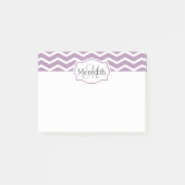Lilac Lila White Zickzack Name Mit Monogramm Post-it Klebezettel (Vorderseite)