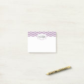 Lilac Lila White Zickzack Name Mit Monogramm Post-it Klebezettel (Auf Schreibtisch)