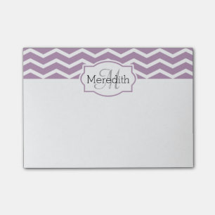 Lilac Lila White Zickzack Name Mit Monogramm Post-it Klebezettel