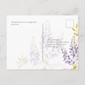 Lilac Lila Wisteria Gold Wedding RSVP Postcard Postkarte (Rückseite)