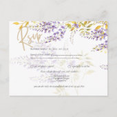 Lilac Lila Wisteria Gold Wedding RSVP Postcard Postkarte (Vorderseite)
