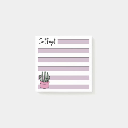 Lilac | Lined | Potted Succulent -  Post-it Klebezettel (Vorderseite)