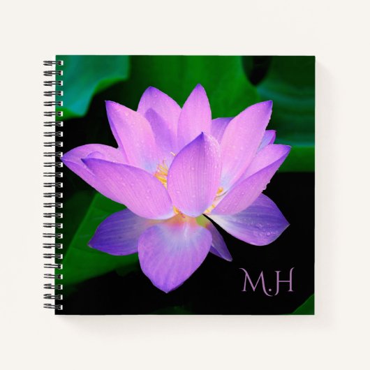 Lilac Lotus Blume Monogram Notizblock (Vorderseite)