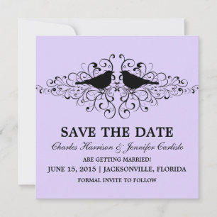 Lilac Love Bird Wirbel Save the Date einladen Einladung