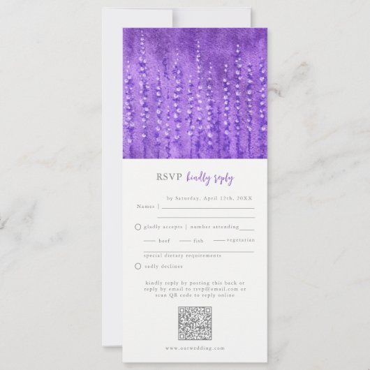Lilac Lupines Wedding RSVP QR Code Einladung (Vorderseite)