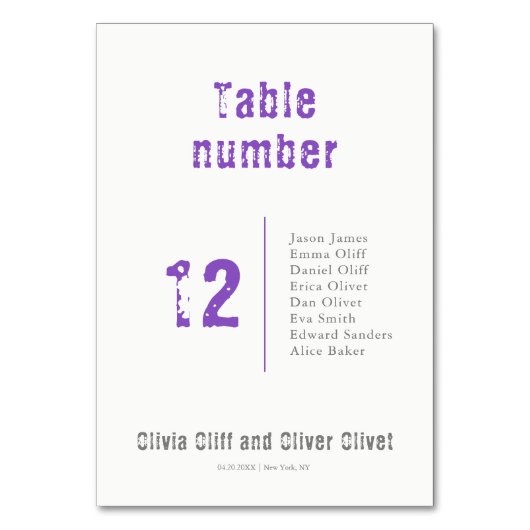 Lilac Lupines Wedding Tischnummer (Rückseite)