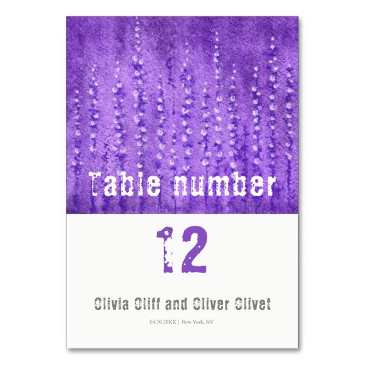 Lilac Lupines Wedding Tischnummer (Vorderseite)