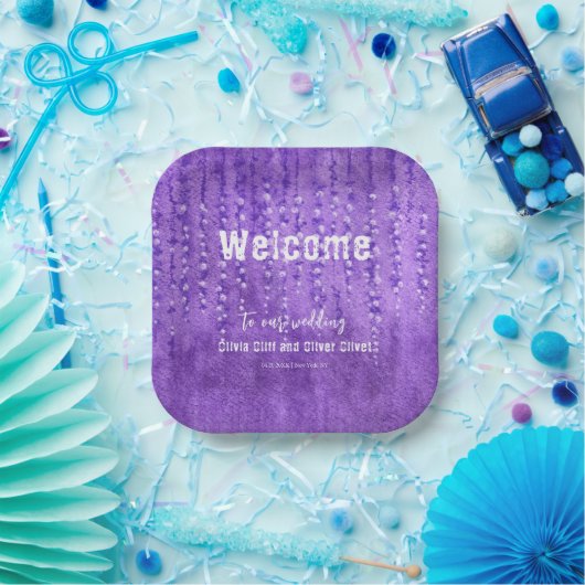 Lilac Lupines Wedding Welcome Pappteller (Party)