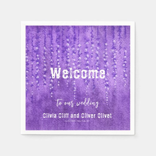 Lilac Lupines Wedding Welcome Serviette (Vorderseite)