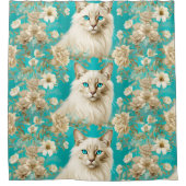 Lilac Lynx Point Siamese Portrait Art Duschvorhang (Vorderseite)