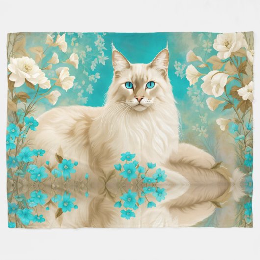 Lilac Lynx Point Siamese Portrait Art Fleecedecke (Vorderseite (Horizontal))