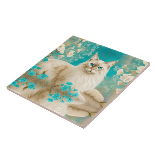 Lilac Lynx Point Siamese Portrait Art Fliese (Seite)